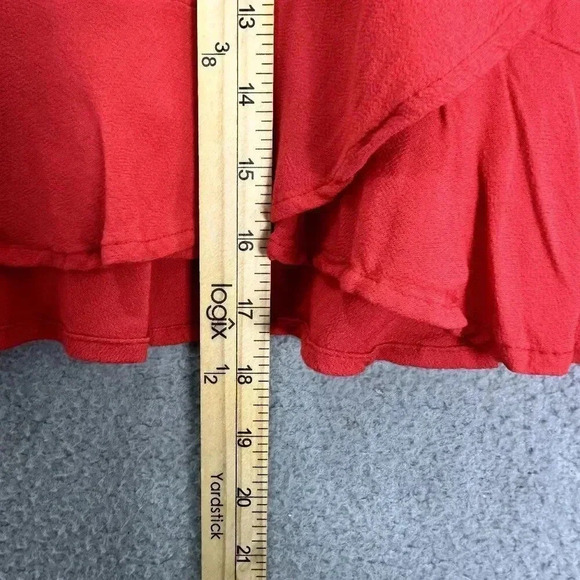 American Eagle skirt womens small red faux wrap pockets lightweight boho beach - Picture 3 of 10